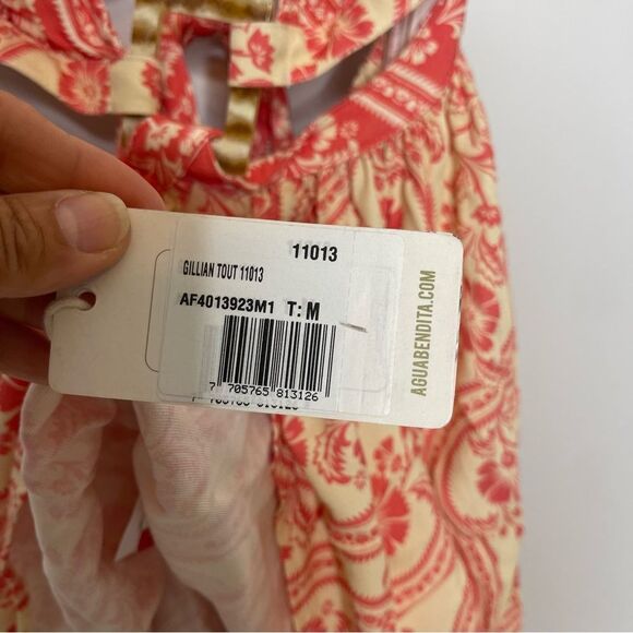 Agua Bendita Gillian Cut Out Mini Dress Cream Coral Womens Size Medium NWT - Picture 4 of 8